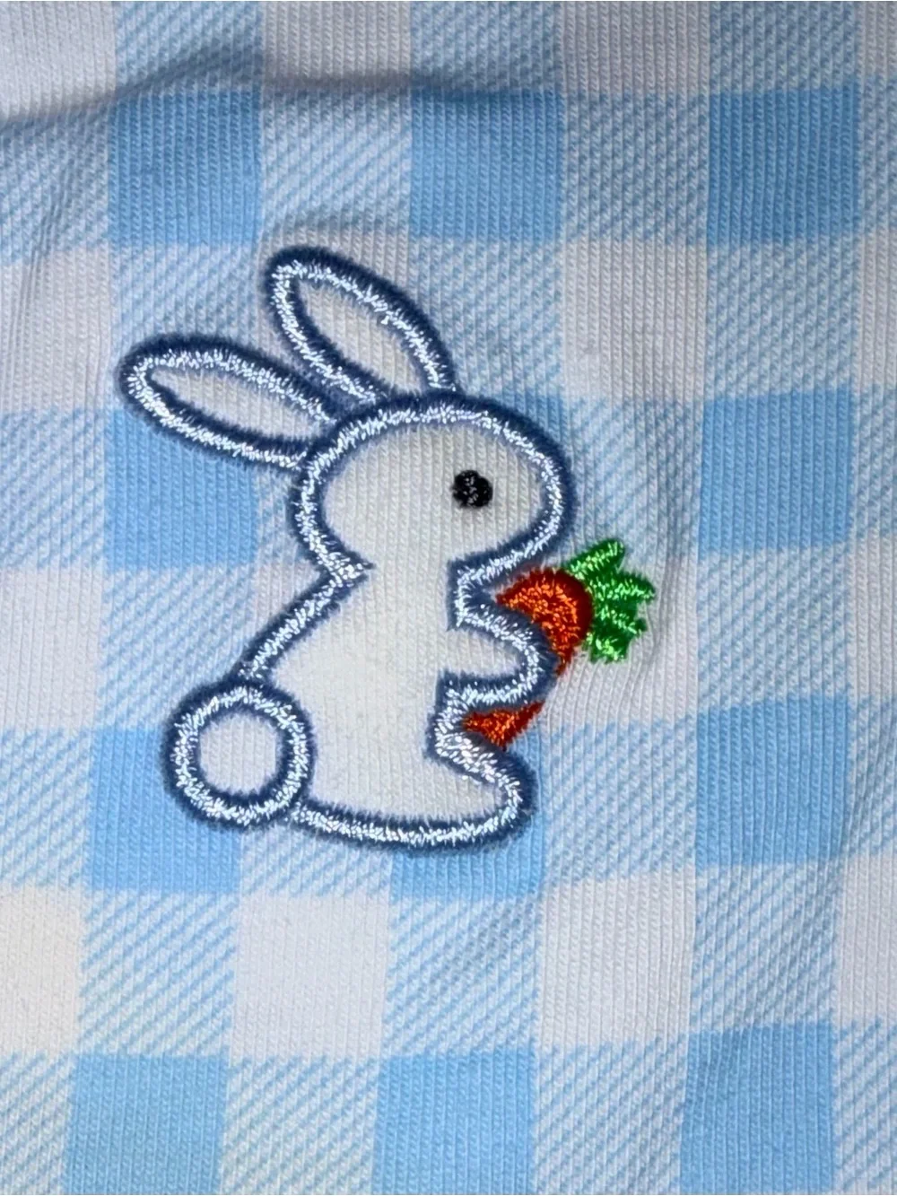 Classic Whimsy blue check footed sleeper with Bunny applique sz 18 mo NWT